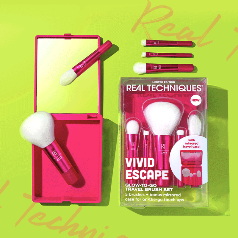 Real Techniques Vivid Escape Glow-To-Go Travel Brush Kit (6-Piece Set) (3332),Real Techniques, Real Techniques แปรง, Real Techniques เซท , real techniques set , แปรง real techniques ซื้อที่ไหน,แปรง real techniques ดีไหม,แปรง real techniques ใช้ยังไง.แปรง real techniques เซตไหนดี